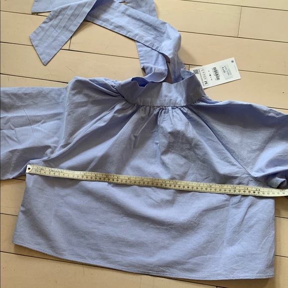 ZARA 💯 Cotton Boxy Cropped Blouse w/puffed sleeve - Picture 10 of 12